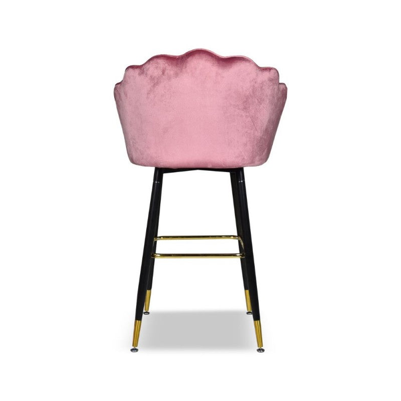 Sgabello in velluto con gambe nere e terminali dorati-Set 02 pezzi