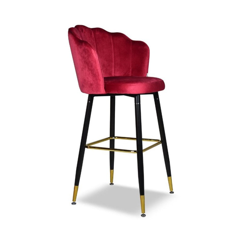 Sgabello in velluto con gambe nere e terminali dorati-Set 02 pezzi