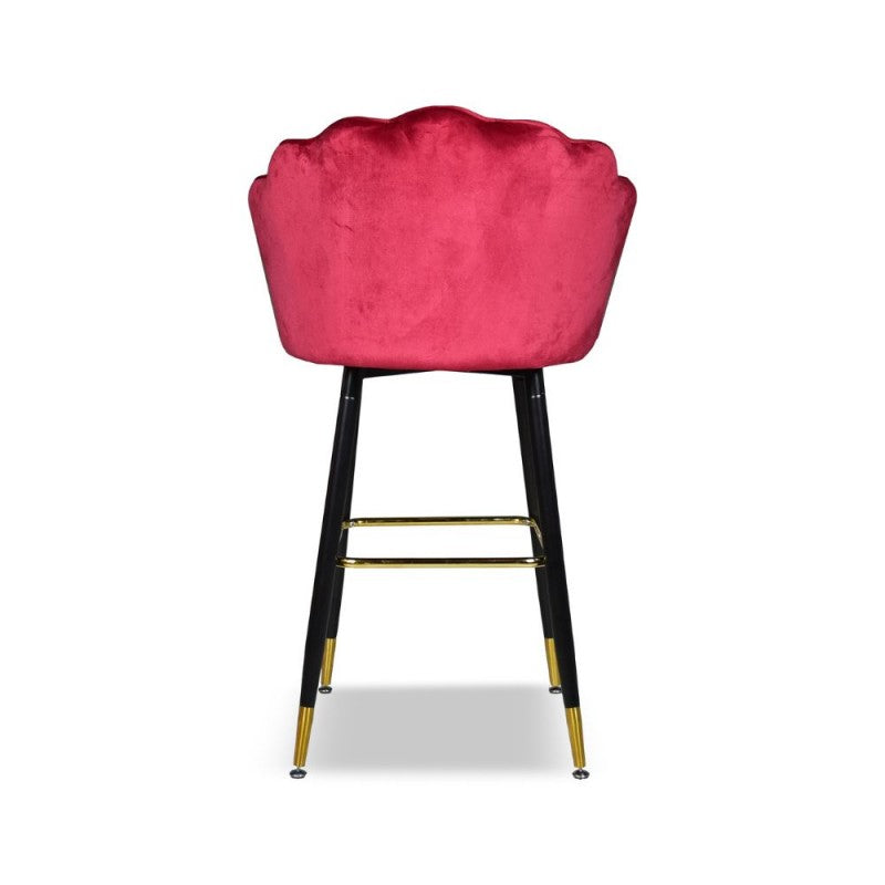 Sgabello in velluto con gambe nere e terminali dorati-Set 02 pezzi