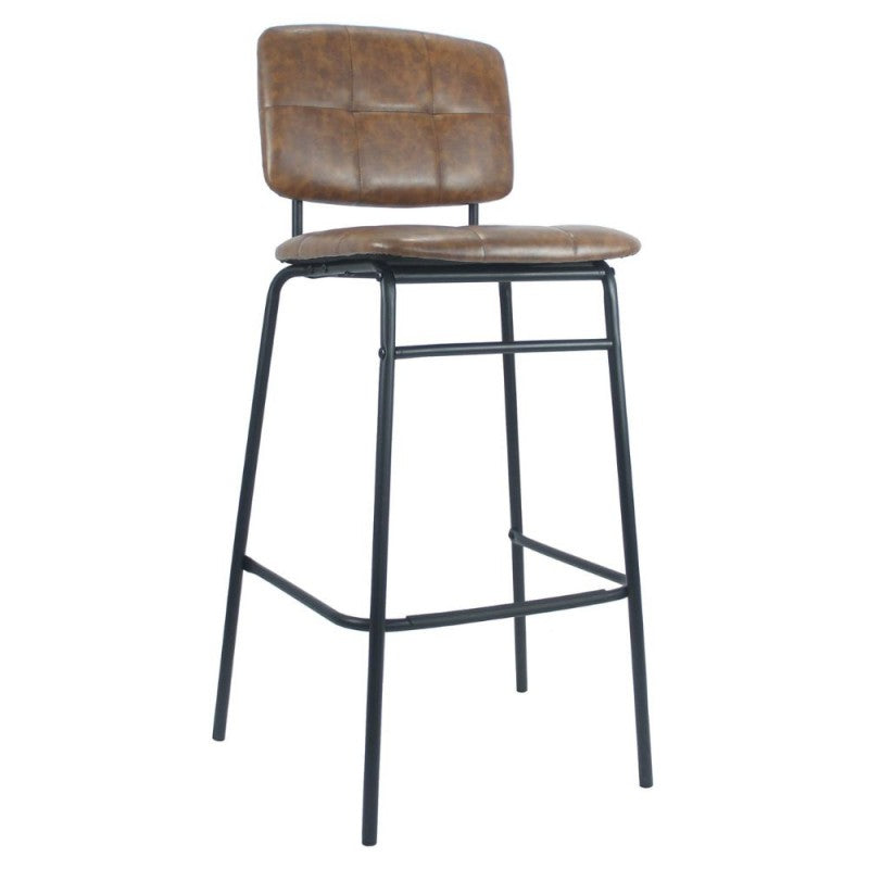 Sgabello Ross in ecopelle ruggine con gambe nere Set 02 pezzi.