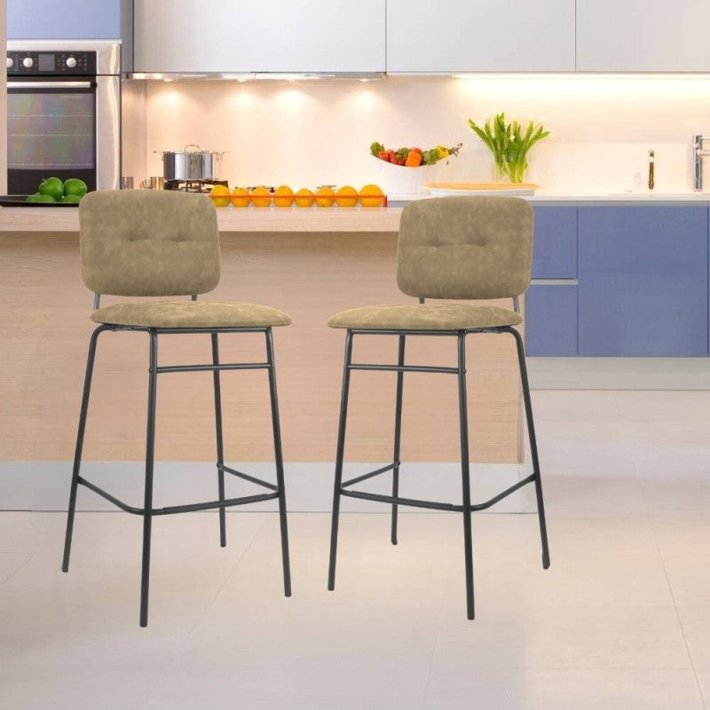 Sgabello Ross in ecopelle ruggine con gambe nere Set 02 pezzi.