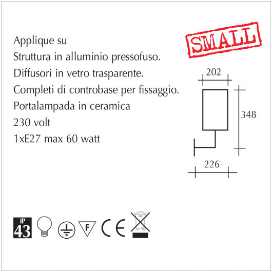 Applique da giardino - Lampada a parete per esterni - scheda tecnica
