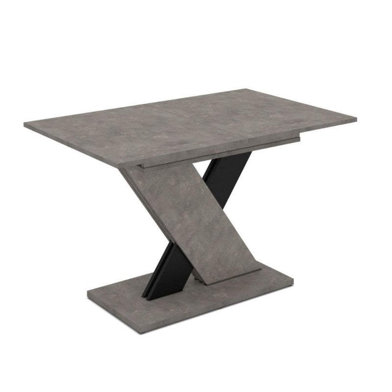 Tavolo allungabile Axi in cemento con dettaglio nero