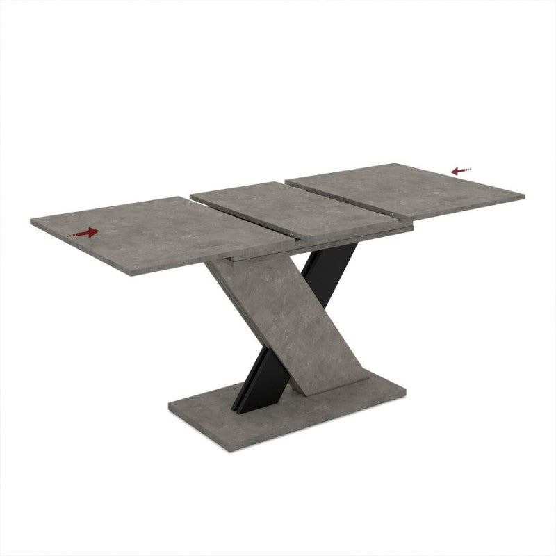 Tavolo allungabile Axi in cemento con dettaglio nero