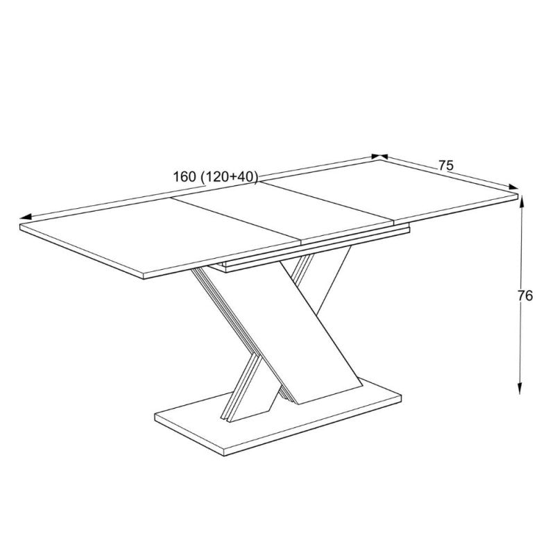 Tavolo allungabile Axi in cemento con dettaglio nero