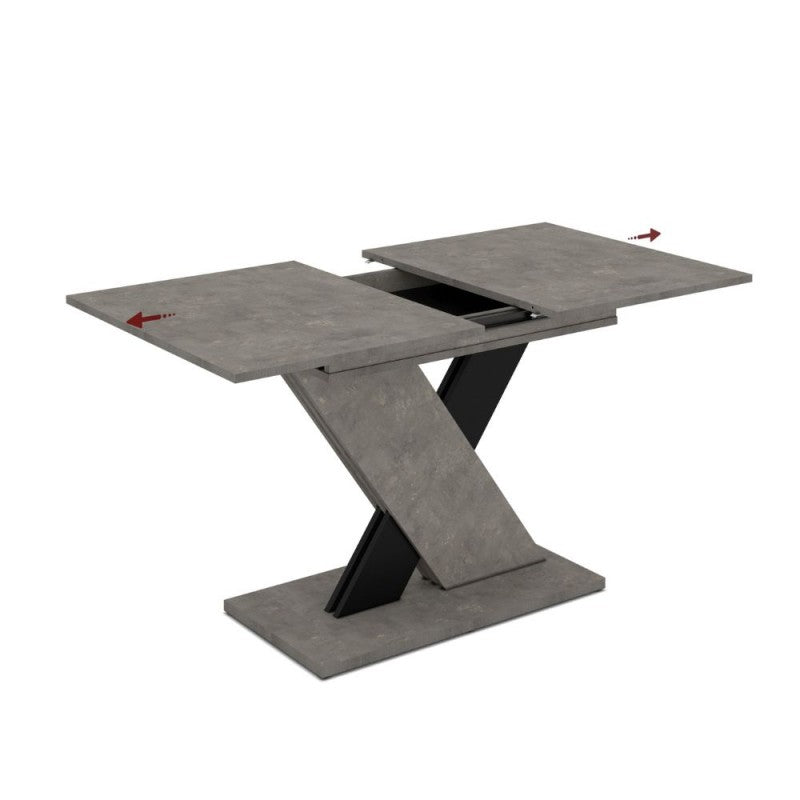Tavolo allungabile Axi in cemento con dettaglio nero