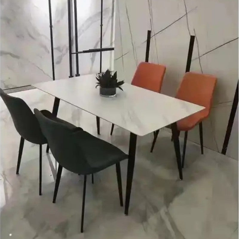 Tavolo 120x70x75 cm con piano bianco lucido e gambe nere