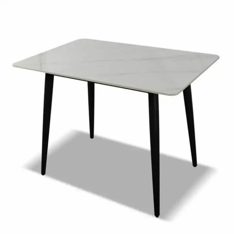Tavolo 120x70x75 cm con piano bianco lucido e gambe nere