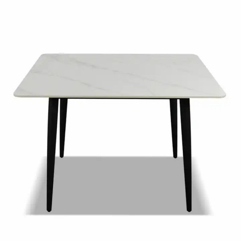 Tavolo 120x70x75 cm con piano bianco lucido e gambe nere