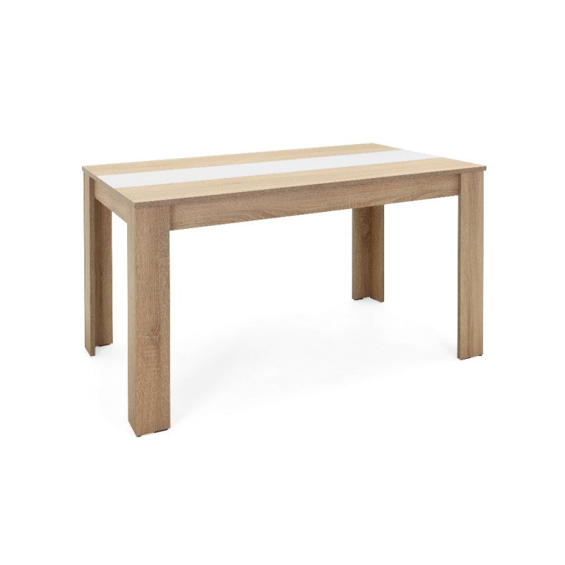 Tavolo da pranzo con pannello centrale reversibile nero o bianco .