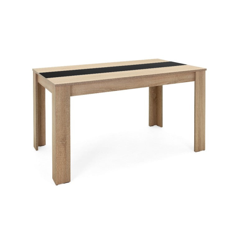 Tavolo da pranzo con pannello centrale reversibile nero o bianco .