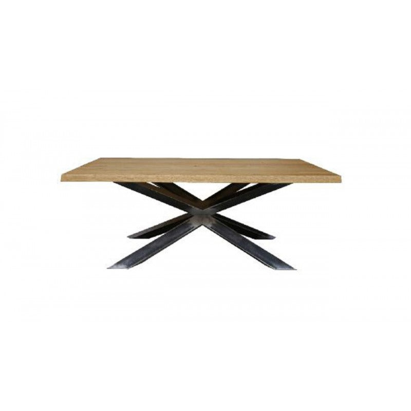 Tavolo con piano in legno rovere e struttura acciaio
