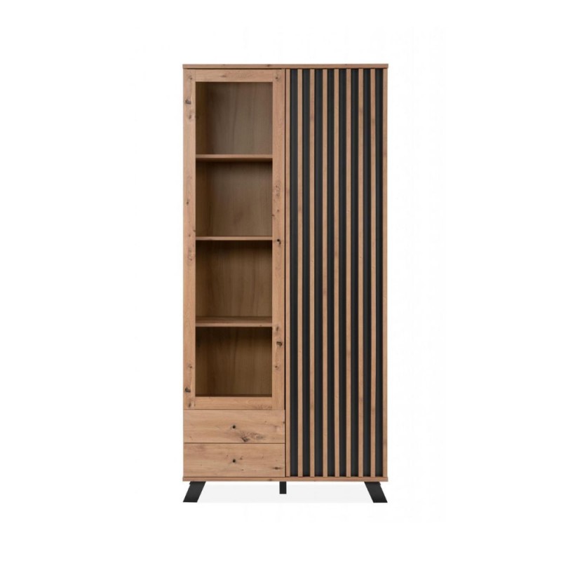 Vetrina 2 ante e 2 cassetti rovere antracite