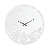 Orologio Bianco Heart Ø55x4 cm in Ferro MDF e Specchio Bianco