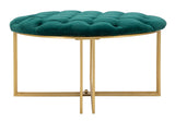 Pouf in metallo e tessuto dorato e verde Ø cm 90x49