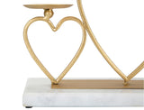 Portacandele Hearts  in metallo dorato con base in marmo bianco