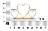 Portacandele Hearts  in metallo dorato con base in marmo bianco