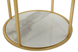 Comodino rosa imbottito 1 cassetto con struttura dorata ø42x48 cm