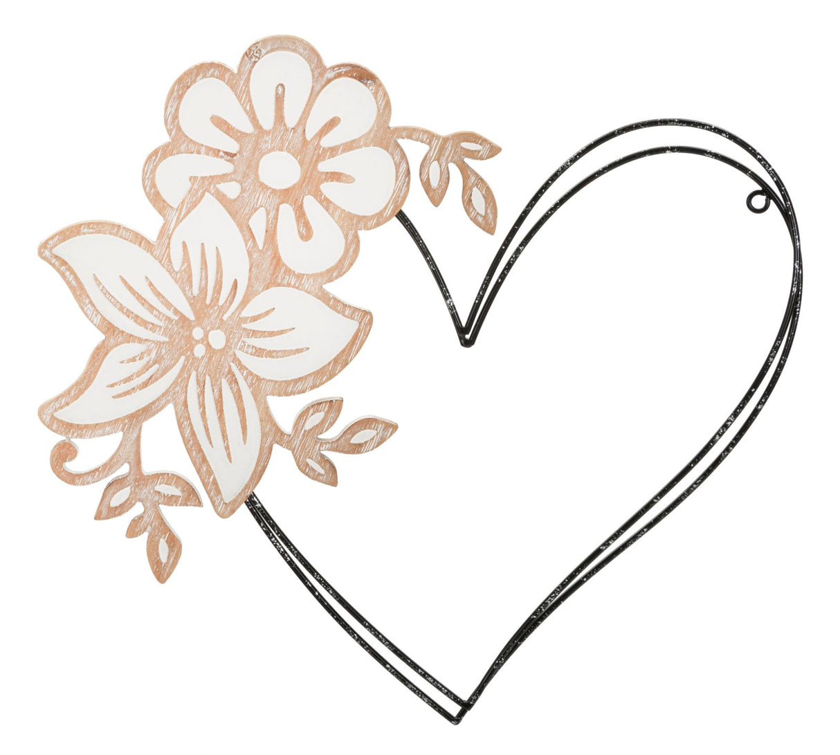 Pannello in ferro e legno heart cm 50x2x45 Set 2 pezzi