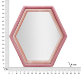 Specchio Tony da parete in velluto rosa cm 75x4x80
