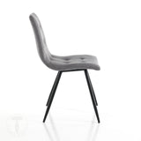 Sedia imbottita seduta imbottita rivestita in tessuto di colore Grigio Set 4 pezzi .