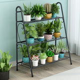 Portapiante in metallo verniciato nero con 3 ripiani Misura 63x31xh.72cm