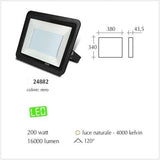 Proiettore Led IP65 Faro Led luce naturale 4000K 200watt