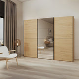 Armadio 3 ante scorrevoli con specchio colore rovere
