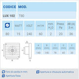 LUX102 Ø80 Aspiratore da parete
