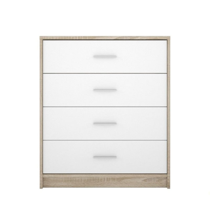 Comò/Cassettiera 4 cassetti 80 cm. rovere e bianco Nepo