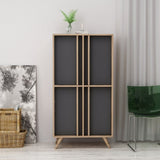 Credenza alta 4 ante antracite noce  72x139