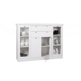 Credenza composta da 2 ante in vetro, 2 ante in legno e 2 cassetti.
