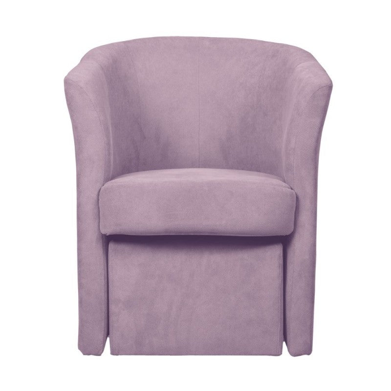 Poltrona tessuto rosa antico con pouff estraibile