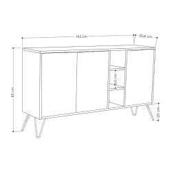 Madia da Interno composta da 3 ante Misure 142x35,5x83h