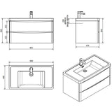 Mobile bagno sospeso bianco lucido 90x48x55