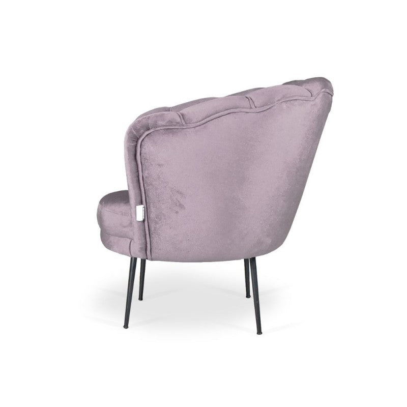 Poltrona forma conchiglia in velluto glicine