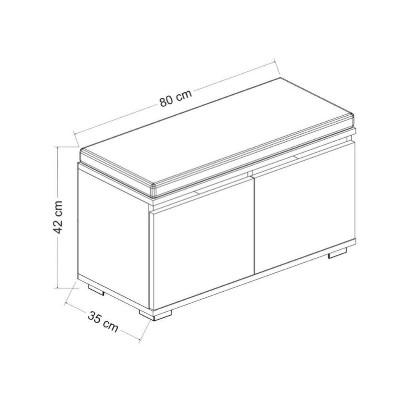 Scarpiera con pouff bianco nero Misure 80x35x42cm