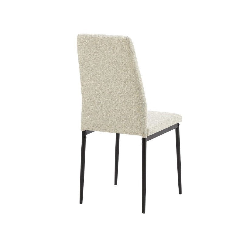 Sedia imbottita  in tessuto beige e struttura in metallo nero Set da 4 Pezzi
