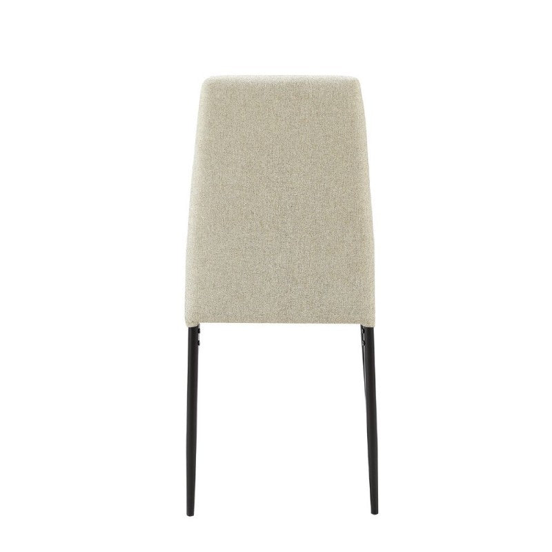 Sedia imbottita  in tessuto beige e struttura in metallo nero Set da 4 Pezzi