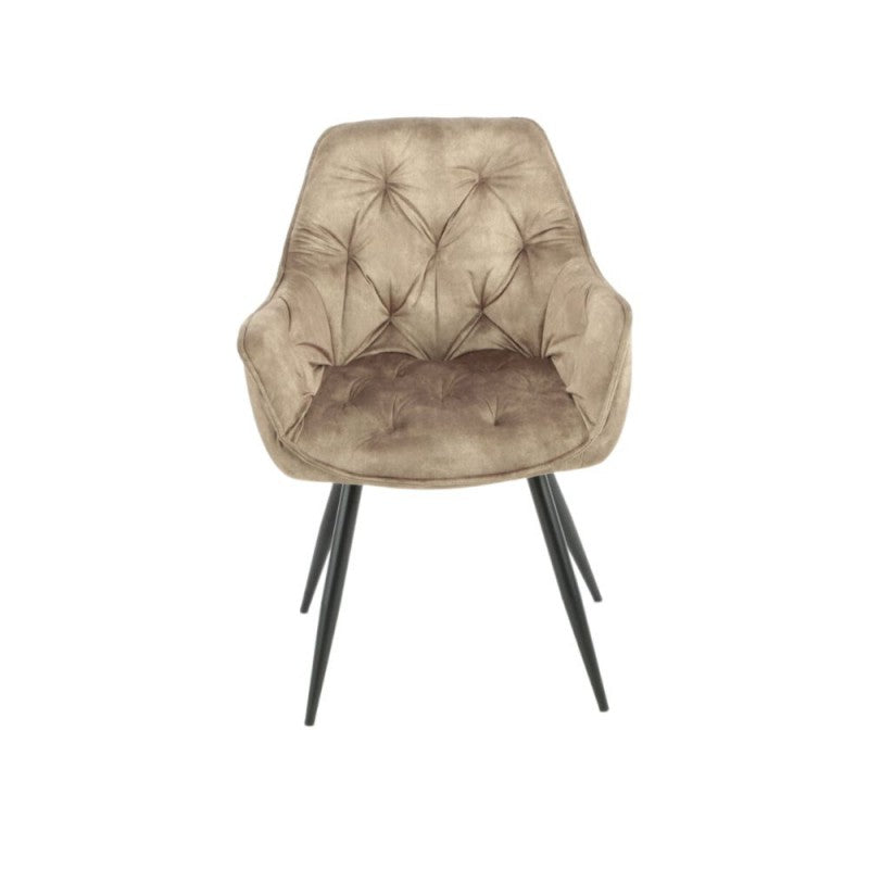 Sedia in velluto con struttura metallo nero- Set da 2 pezzi