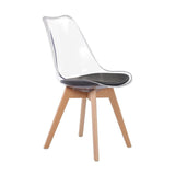 Sedia in PET trasparente e gambe in legno Set da 4 pezzi