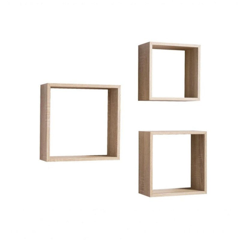 Set 3 mensole da parete forma cubo Set 3 mensole