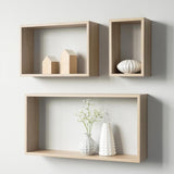 Set 3 mensole da parete forma rettangolare rovere