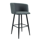 Sgabello in velluto grigio con gambe nere opache Set 02 pezzi .